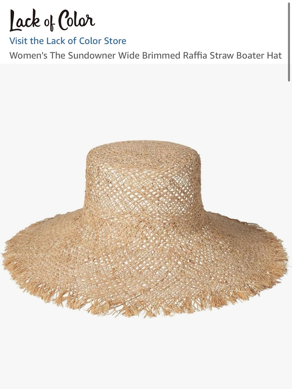 Lack Of Color Sundowner Wide Brim Raffia Boater Hat - Natural Tan